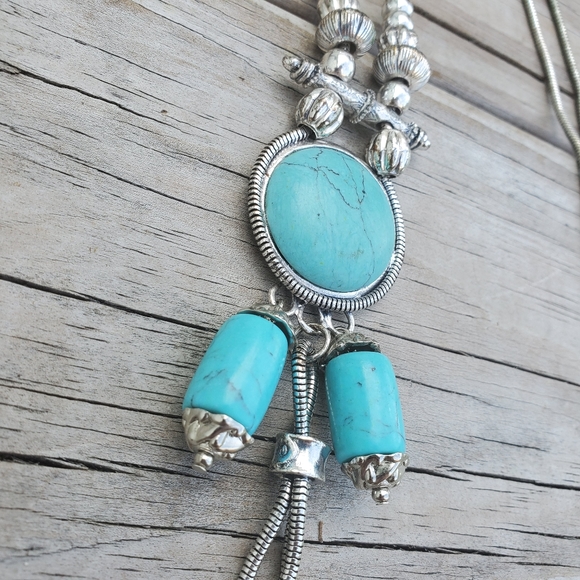 Apache Style Turquoise Boho Dangle Necklace - Picture 3 of 6